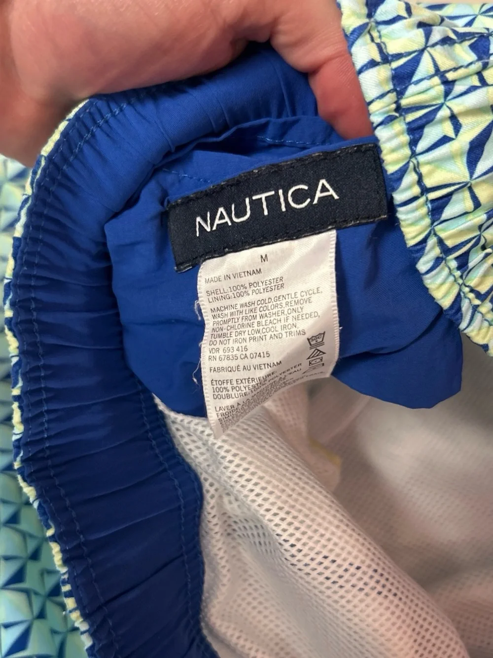 Nautica Blue & Light Green Geometric Swim Shorts